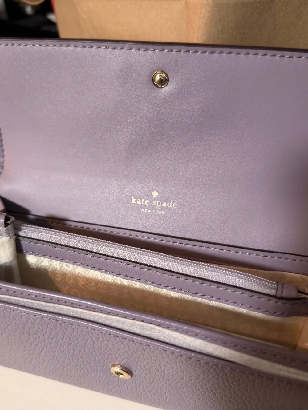 kate spade lilac pebbled leather continental wallet